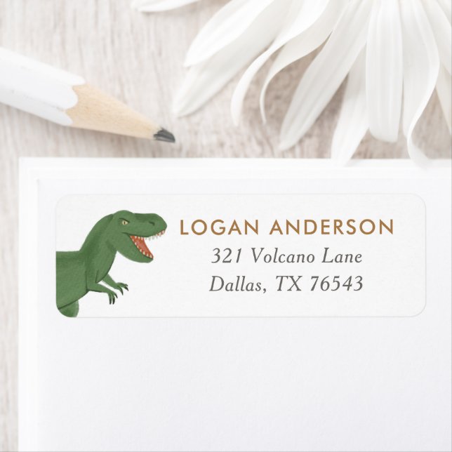 Dinosaur Birthday Party Return Address Label (Insitu)