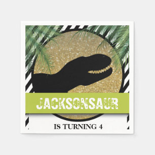 Dinosaur Birthday Party Striped Napkins