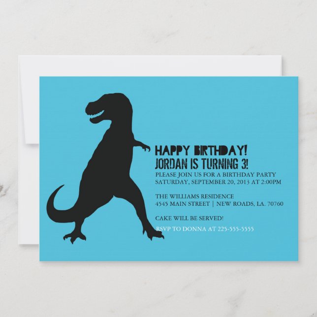 Dinosaur Birthday Party | T-Rex Invitation (Front)