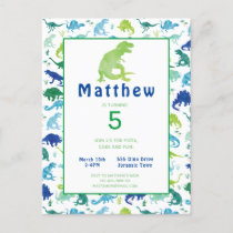 Dinosaur Birthday Party T-Rex Kids Invitation Postcard