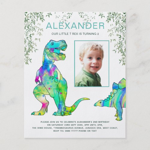 Dinosaur Birthday Party Teal Flyer