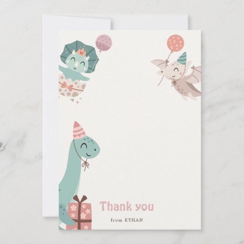 Dinosaur Birthday Party Thank You Card
