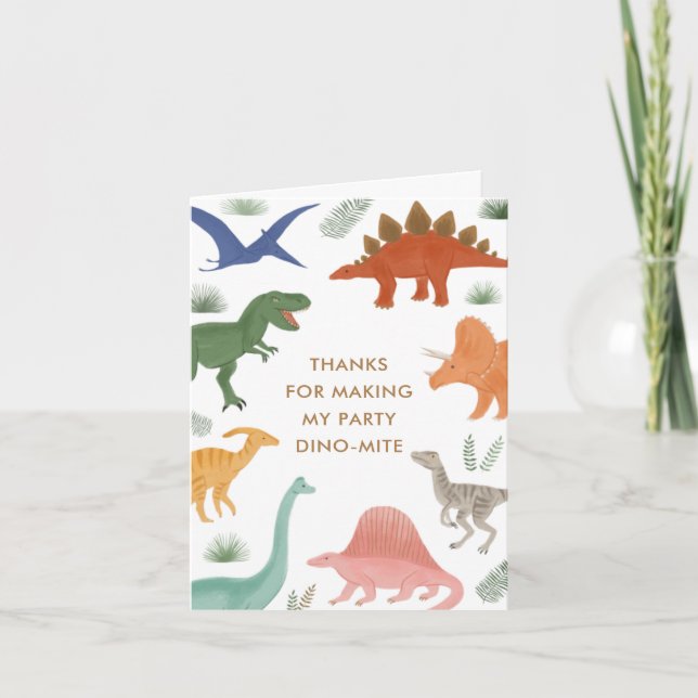 Dinosaur Birthday Party Thank You Card (Front)