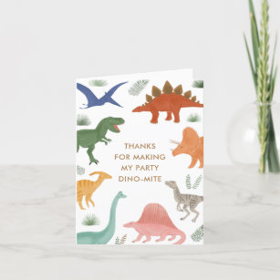 Dinosaur Birthday Party Thank You Card