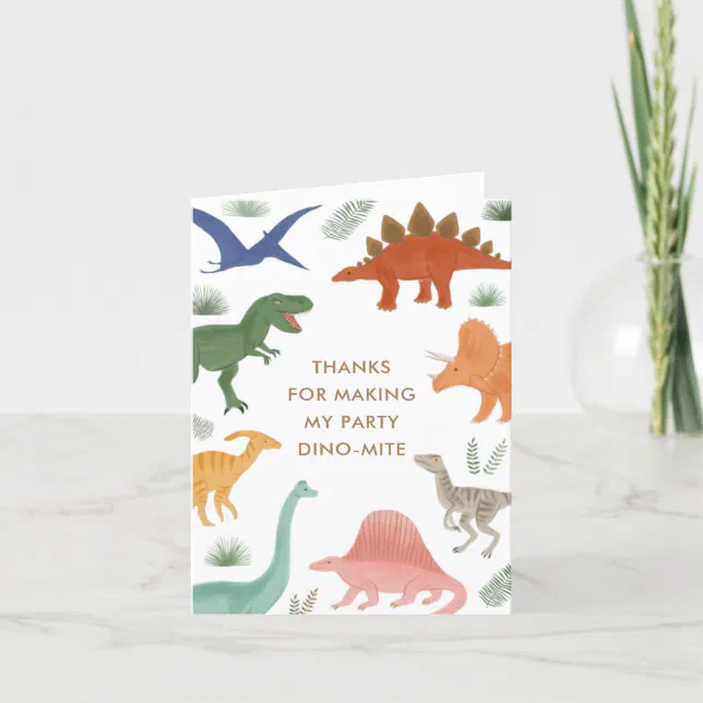 Dinosaur Birthday Party Thank You Card | Zazzle