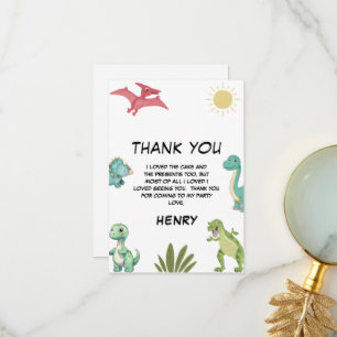 Dinosaur Birthday Party Thank You Card
