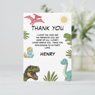 Dinosaur Birthday Party Thank You Card