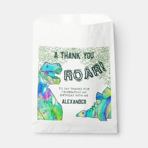 Dinosaur birthday party thank you favor bag