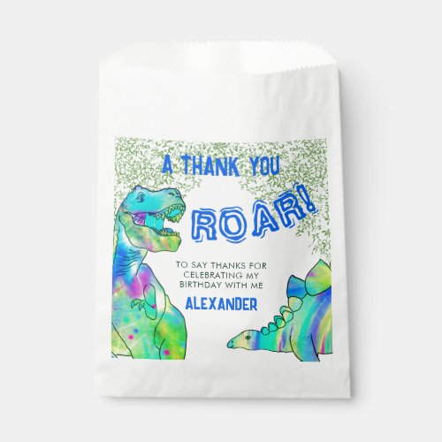 Dinosaur birthday party thank you favor bag