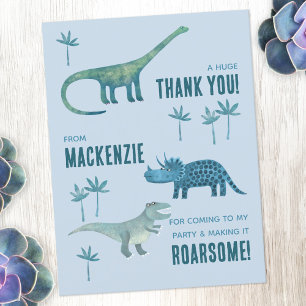 Dinosaur Birthday Party Thank You Postcard
