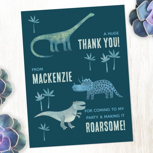 Dinosaur Birthday Party Thank You Postcard