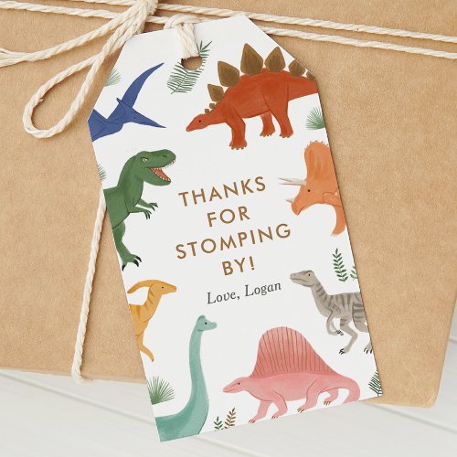 Dinosaur Birthday Party Thanks for Stomping By Gift Tags