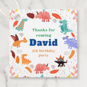 Dinosaur birthday party themed favor tags