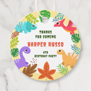 Dinosaur birthday party themed  favor tags