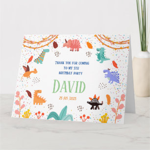 Dinosaur birthday party themed Thank you card 