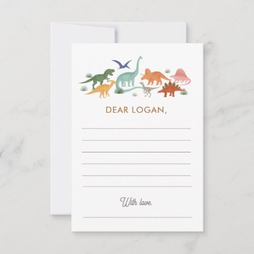 Dinosaur Birthday Party Time Capsule Note Card