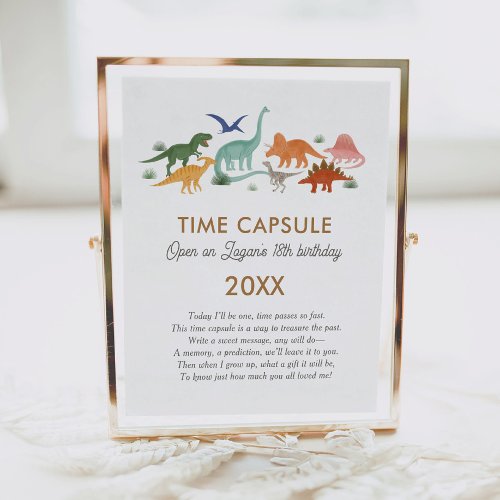 Dinosaur Birthday Party Time Capsule Sign