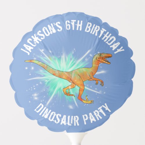 Dinosaur Birthday Party Velociraptor Blue Balloon