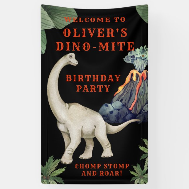 Dinosaur Birthday Party Welcome Banner (Vertical)