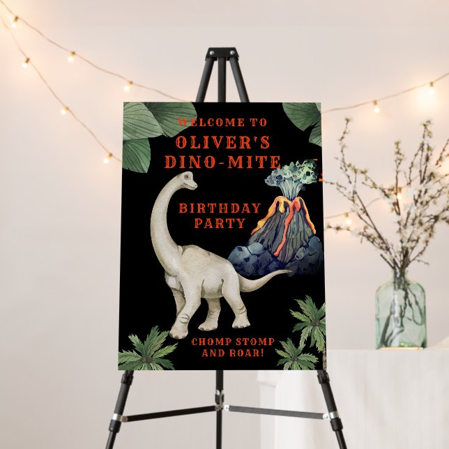 Dinosaur Birthday Party Welcome Banner Foam Board (In Situ (Stand))