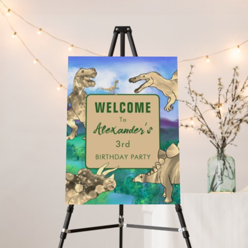 dinosaur birthday party welcome sign