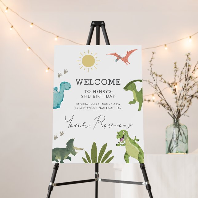 Dinosaur Birthday Party Welcome Sign (In Situ (Stand))