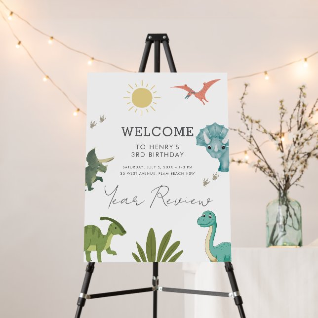 Dinosaur Birthday Party Welcome Sign (In Situ (Stand))