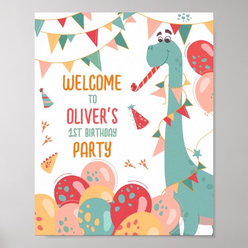 Dinosaur Birthday Party Welcome Sign DINO1
