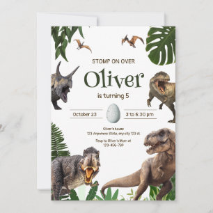 Dinosaur Birthday Party Wild Dinosaur Boys T rex Invitation