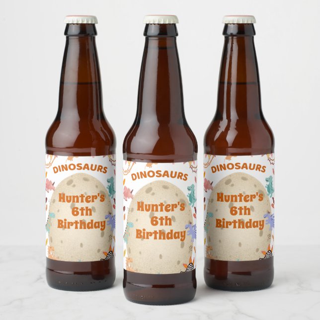 Dinosaur Birthday Party with Giant Dino Egg    Beer Bottle Label (Bottles)