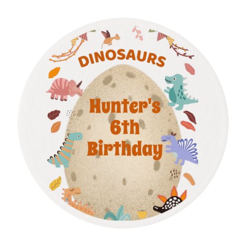 Dinosaur Birthday Party with Giant Dino Egg    Edible Frosting Rounds