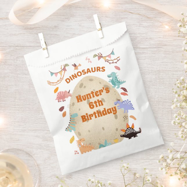 Dinosaur Birthday Party with Giant Dino Egg   Favor Bag (Clipped)