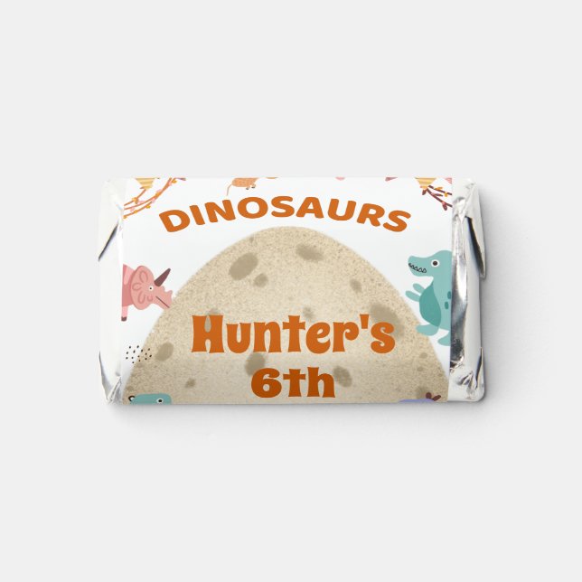 Dinosaur Birthday Party with Giant Dino Egg    Hershey's Miniatures (Front)