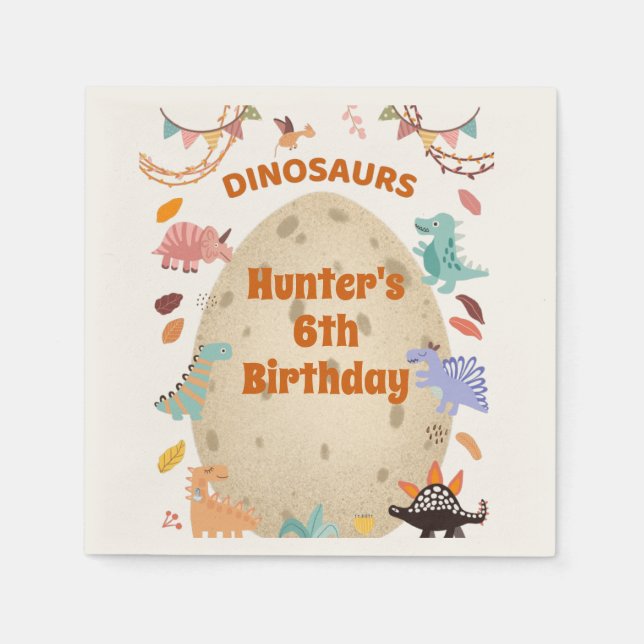 Dinosaur Birthday Party with Giant Dino Egg   Napkins (Front)
