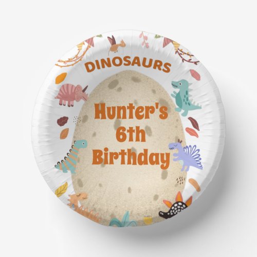 Dinosaur Birthday Party with Giant Dino Egg   Paper Bowls
