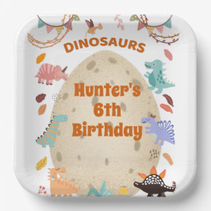 Dinosaur Birthday Party with Giant Dino Egg Paper Plates