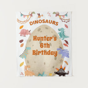 Dinosaur Birthday Party with Giant Dino Egg Tapestry