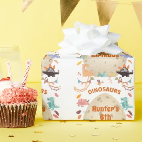 Dinosaur Birthday Party with Giant Dino Egg  Wrapping Paper