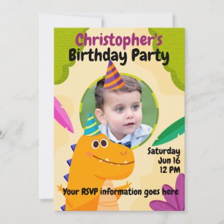 Dinosaur Birthday Party with Photo Invitation