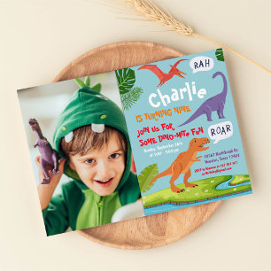 Dinosaur Birthday Photo Invitation