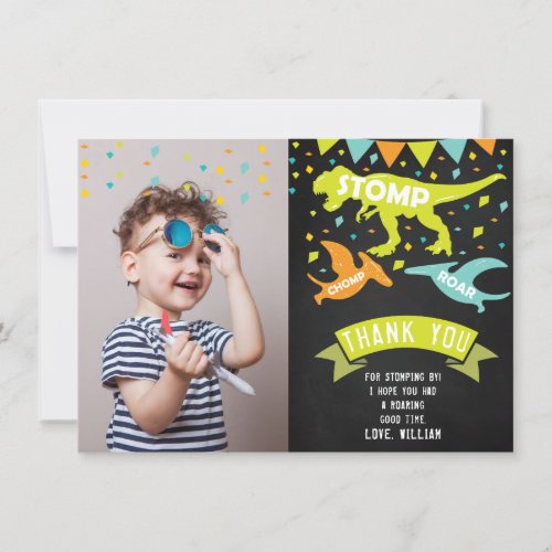 Dinosaur Birthday Photo Thank You Card