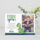 Dinosaur Birthday Photo Thank You Card (Standing Front)