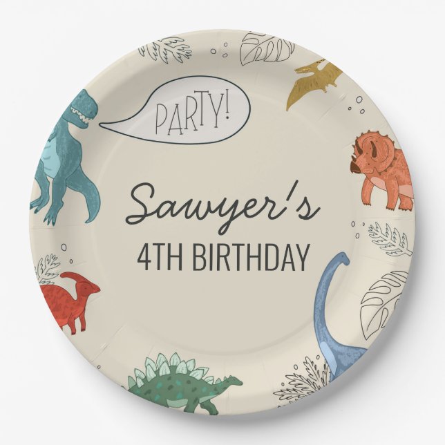Dinosaur Birthday Plates (Front)