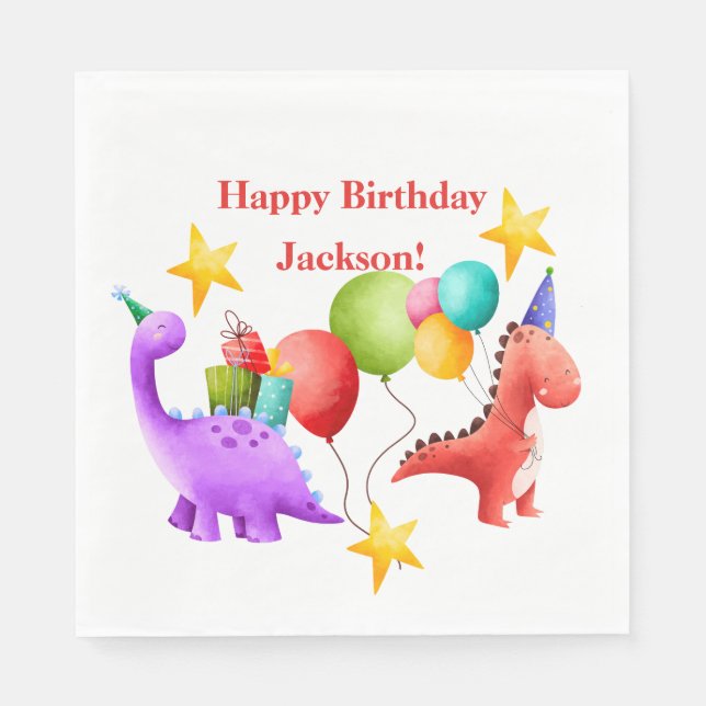 Dinosaur Birthday Plates Napkins (Front)