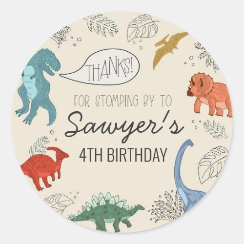 Dinosaur Birthday Round Sticker