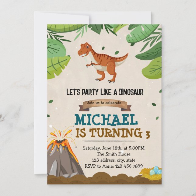 Dinosaur birthday shower invitation (Front)