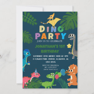Dinosaur Birthday Simple First Birthday Baby Photo Invitation