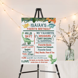 Dinosaur Birthday Stats Memory Board Personalized