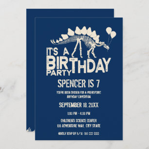 Dinosaur Birthday Stegosaurus with Balloons Invitation