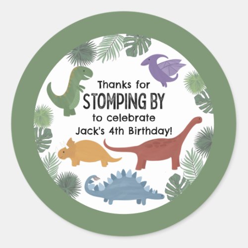 Dinosaur Birthday Stickers for Favors or Envelopes